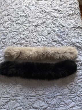 Faux Fur Collar Scarf - Beige and Black